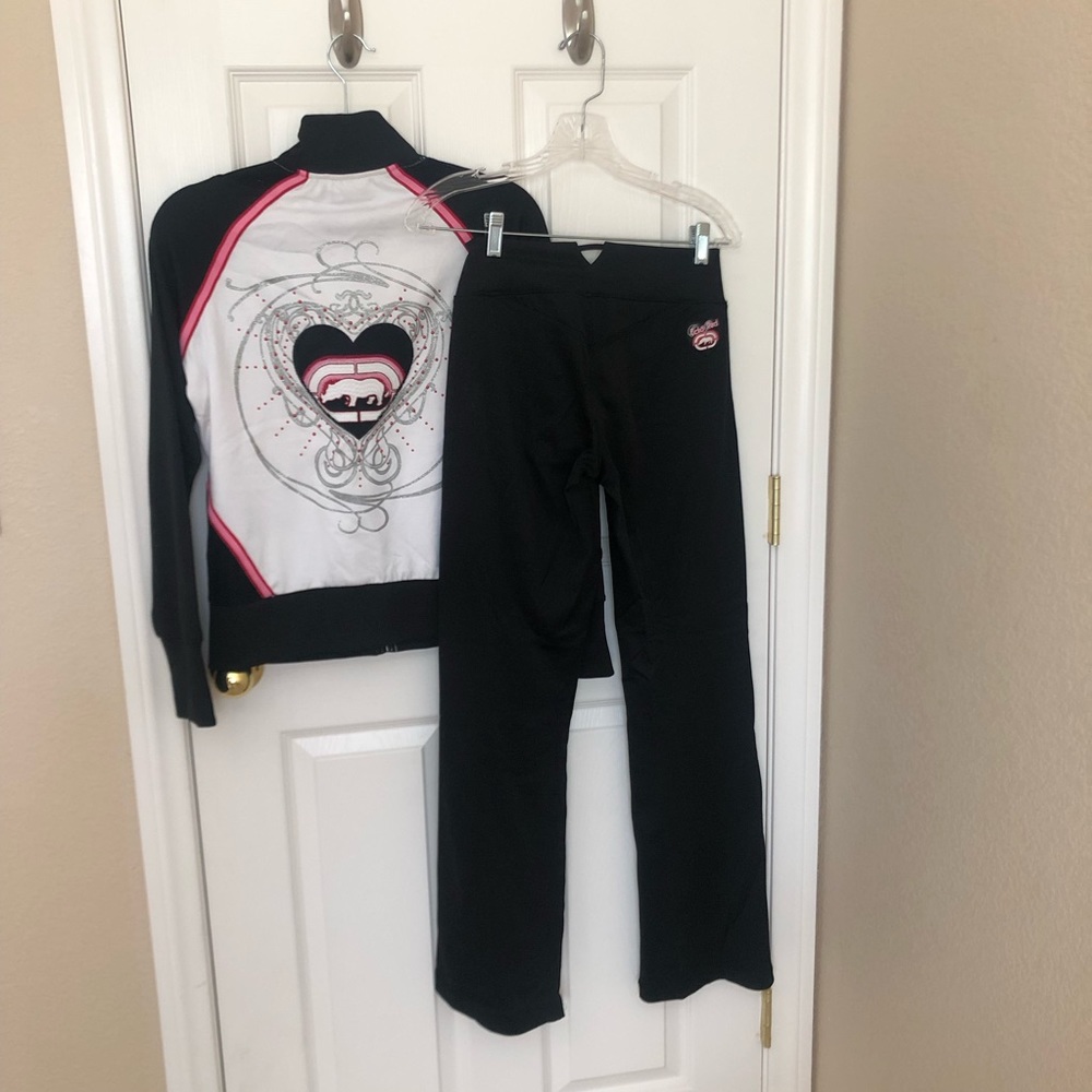 Ecko Red Mesh Women’s track suit Vintage Y2K Bedazzled sweatpants jacket set